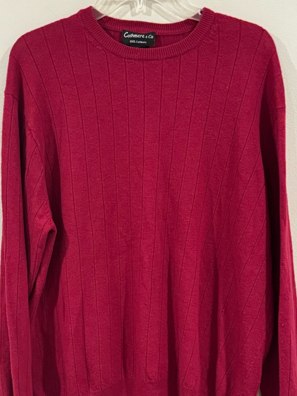 Cashmere & Co 100% Cashmere Red Pullover Sweater Mens Size XL Crewneck